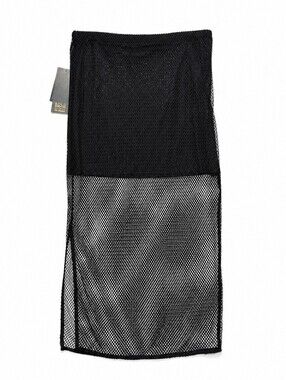 295-Ally Brooke Black Mesh Midi Skirt